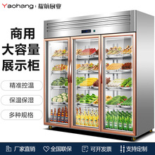 单门双门三门不锈钢玻璃门展示柜厨房冷柜水果蔬菜保鲜柜立式冰箱