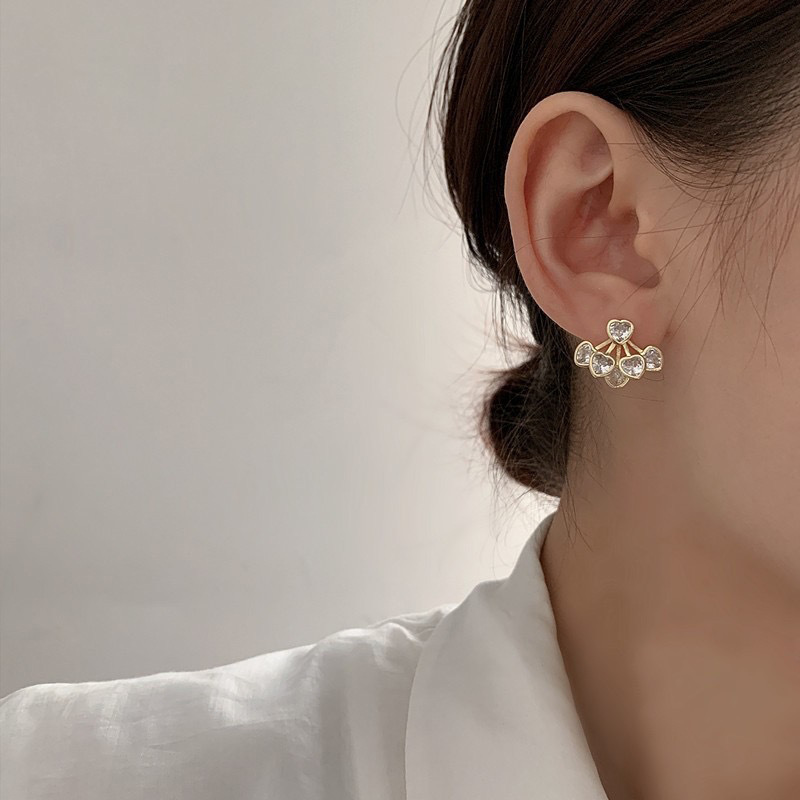 1 Pair Quantity Daily Occasion Copper Material 1 Pair Simple Style Heart Shape Plating Inlay Copper Zircon Ear Cuffs Ear Studs