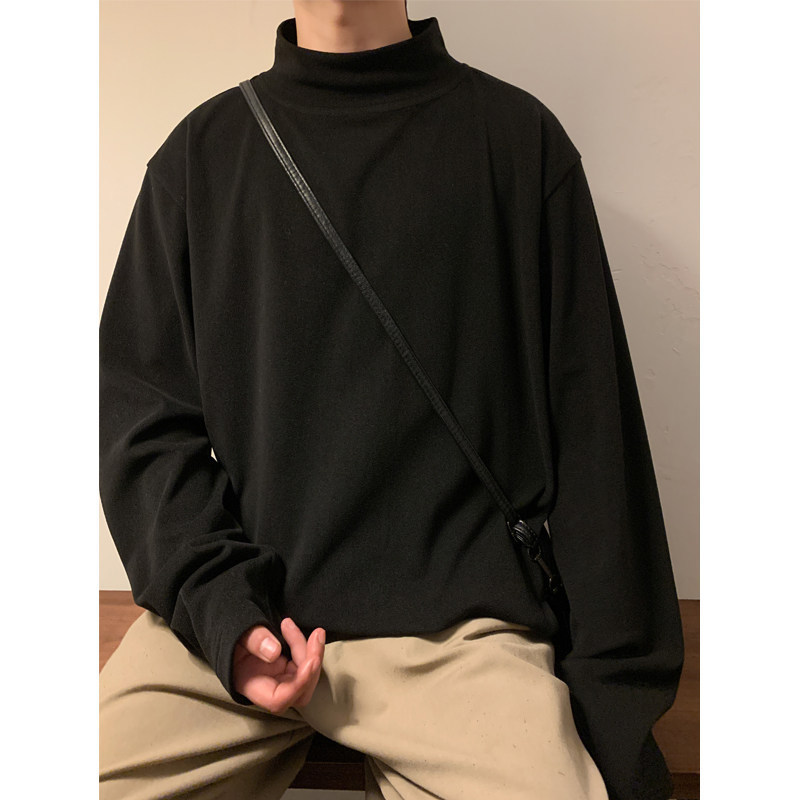 2025 New Winter 280g Single-Piece Packaging Top T-Shirt Half Turtleneck German Velvet Skin-Friendly and Versatile Simple