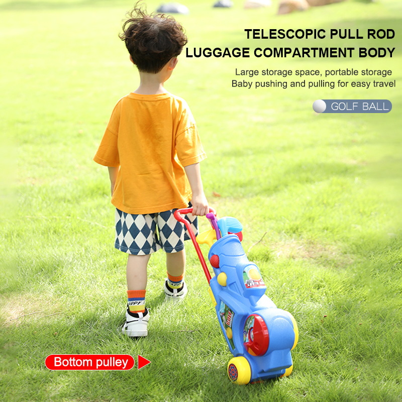 跨境兒童高爾夫室內外拉杆伸縮箱體育玩具親子互動仿真高爾夫套裝