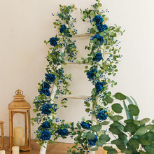跨境仿真花藤条玫瑰婚庆桌面装饰楼梯大门装饰新款花园装饰藤曼