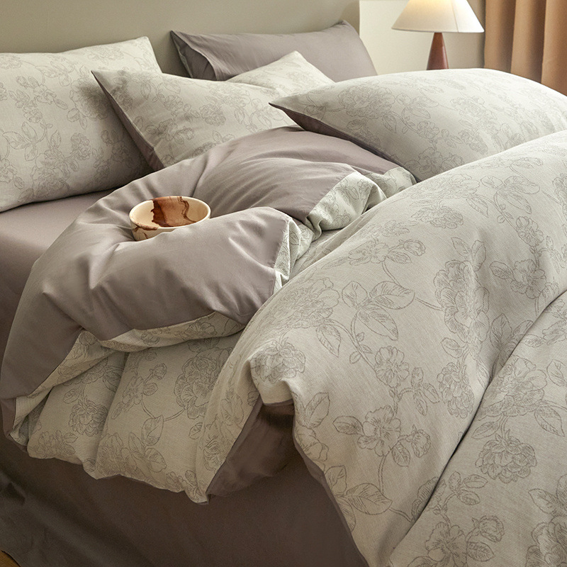 Una clase de madres y bebés Jacquard algodón puro cuatro piezas no impresa viento algodón desnudo cama