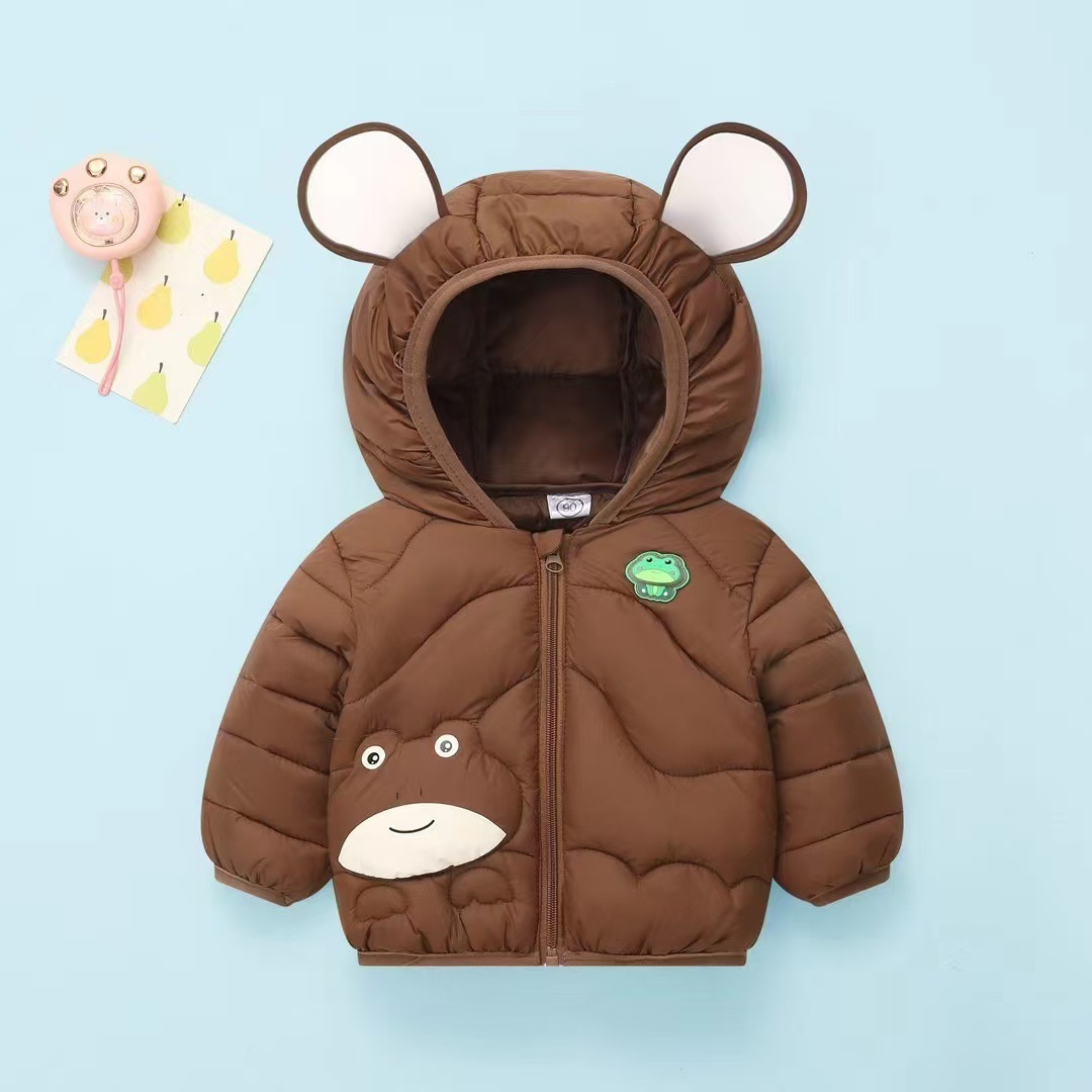 ropa de algodón de pluma unida para bebés y niños pequeños, ropa de algodón de rana encapuchada recién nacida