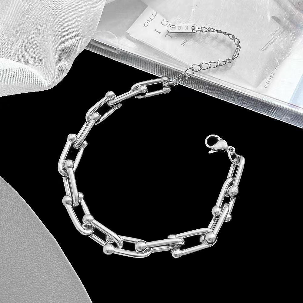 304 Stainless Steel Material Geometric, Solid Color Pattern Unisex Gender Vintage Style Geometric Solid Color Titanium Steel Plating Bracelets Necklace