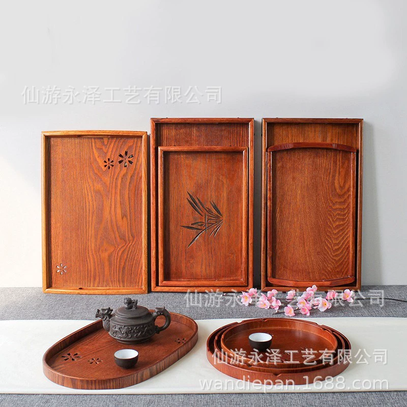 Tableware from natural wood, wooden rectangular dinner plate