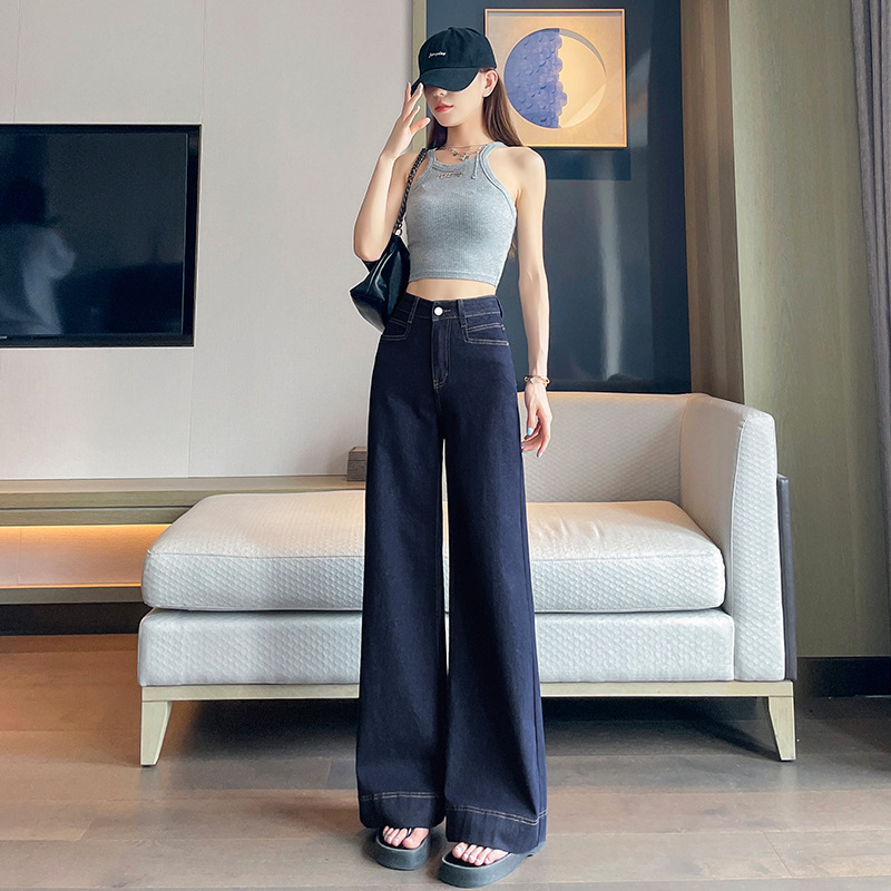 Wide-Leg White Jeans for Women, Spring and Autumn 2025 New Style, High-Waisted, Loose Fit, Straight-Cut Pants, Thin Summer Style Wide-Leg White Jeans for Women, Spring and Autumn 2025 New Style, High-Waisted, Loose Fit, Straight-Cut Pants, Thin Summer Style