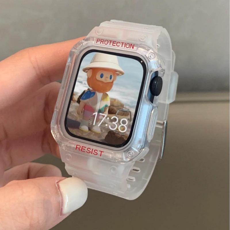 Suitable for Apple Watch Iwatch8 Generation 65 Protective Case Seapplewatch9 Strap Integrated Glacier Transparent