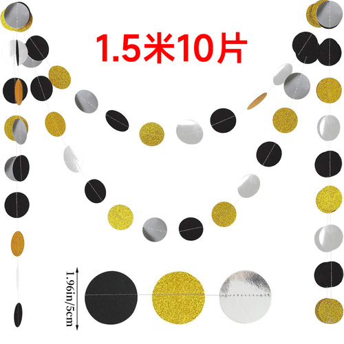 New Year Decoration Birthday Wedding Venue Atmosphere Layout Black Gold Glitter Discs Star Latte Art Hangings Wholesale Customization