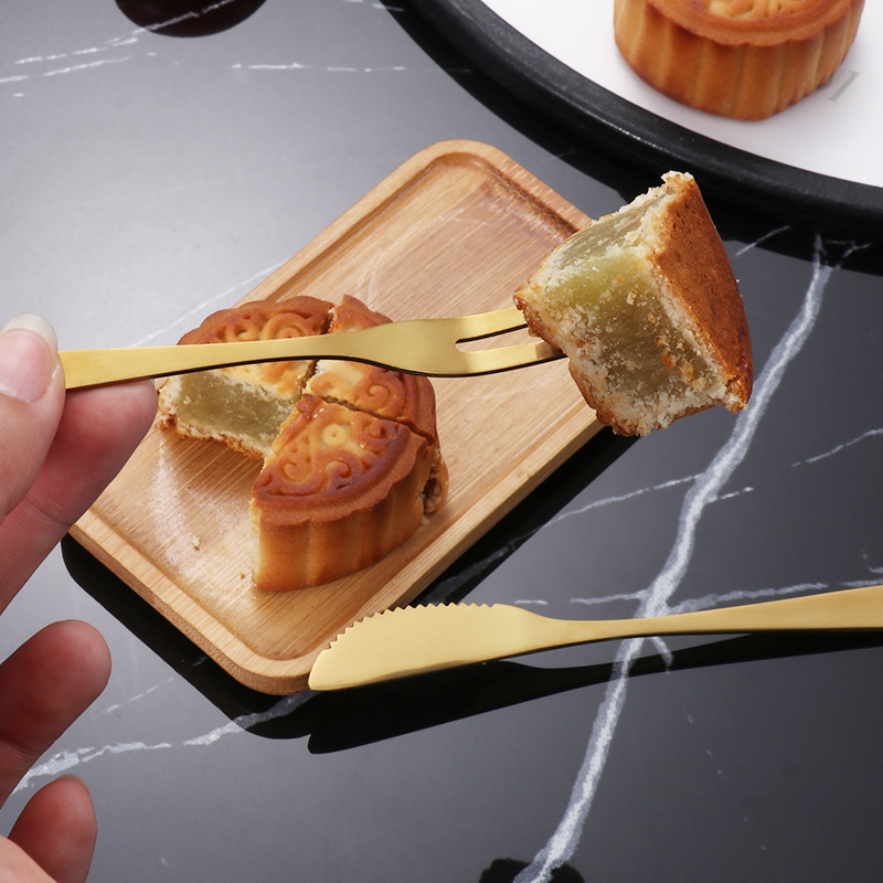 ステンレスフルーツフォークセットデザートケーキ2歯フォークins月餅ナイフフォークネット赤プレゼントセット|undefined