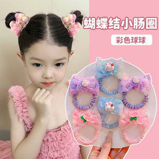 New cartoon hair ring net red children's hair rope horsetail rubber band does not hurt the girl's head rope cute flower wholesale