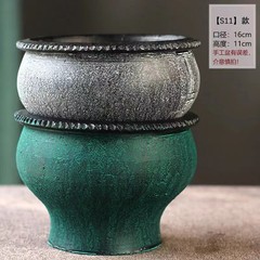 大口徑多肉花盆法師懸崖樁手工粗陶復古土陶透氣花園花瓶擺件批發