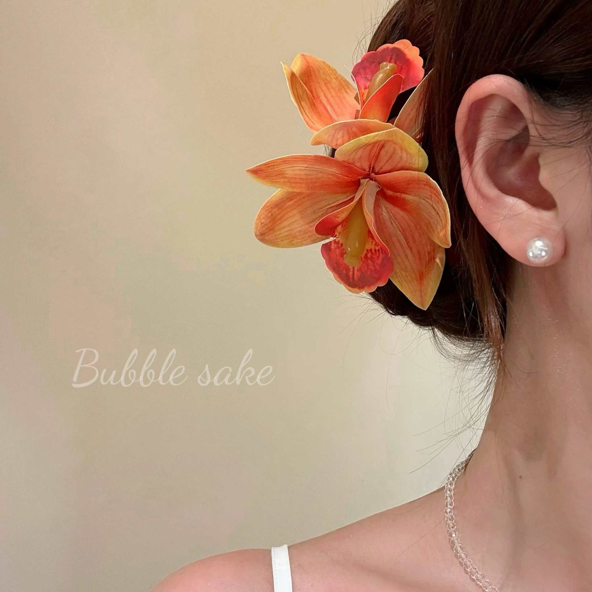 13# seaside holiday cymbidium orchid orange side clip