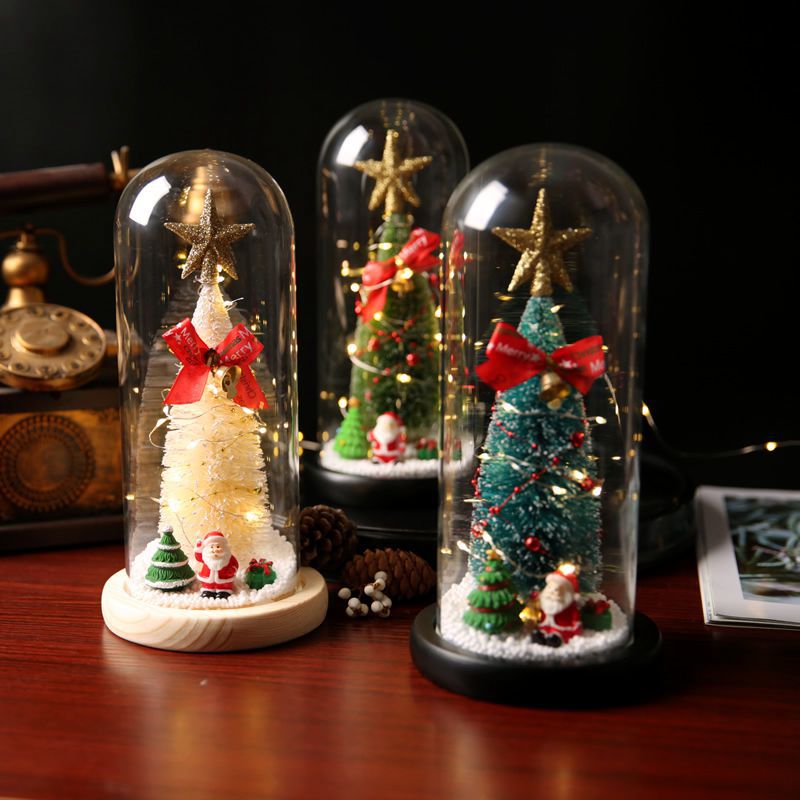 Decoración navideña creativa con luz LED para árbol de Navidad, cubierta de vidrio, adorno de regalo navideño