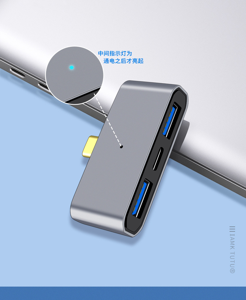 OTG Multifunctional Docking Station Type-C to USB3.0 SD TF 3-in-1 Card Reader Type-C to Dual USB3.0
