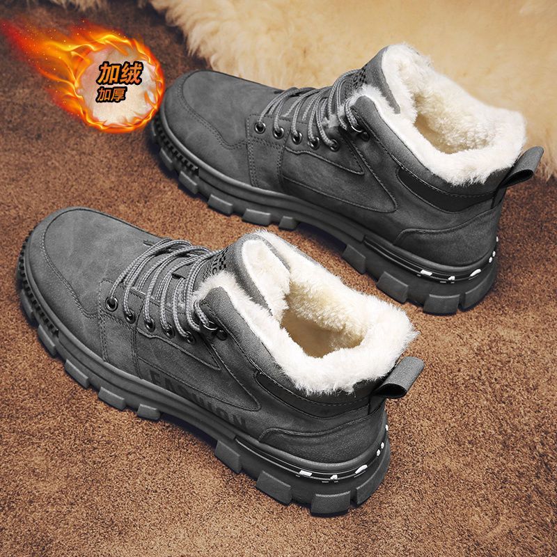 Zapatos de invierno para hombres 2024 nuevos zapatos de algodón caliente y grueso para hombres zapatos de protección contra la deslizamiento de trabajo de Martin