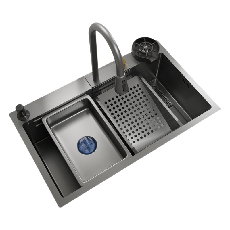 Feiyu cascada fregadero grande cocina de una sola ranura de acero inoxidable 304 hecho a mano de verduras lavabo fregadero bajo encimera cuenca hogar