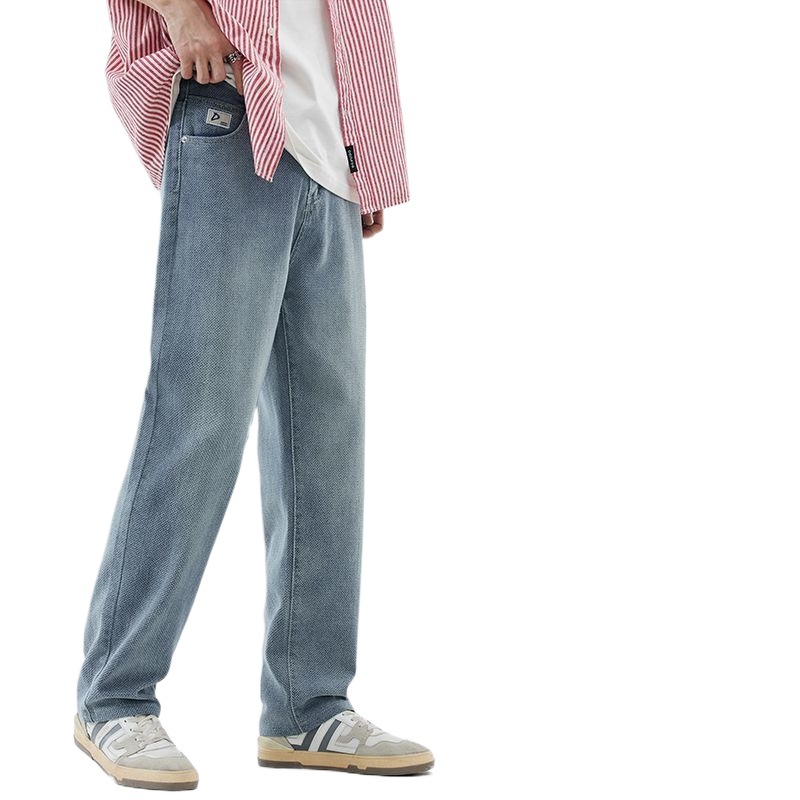 Jeans recto para hombres primavera y verano nuevo estilo americano retro callejera de tamaño grande ropa de hombre pantalones largos sueltos pantalones largos