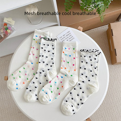 Colorful polka dot socks for girls, spring and summer thin ankle socks, college style, mesh breathable, Dui Dui socks, Zhuji sock wholesale