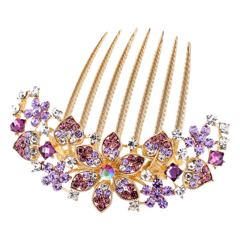 Estilo coreano horquilla cristal diamante siete dientes pelo peine insertar peine cabeza flor updo pelo horquilla Corea del Sur accesorios de cabeza