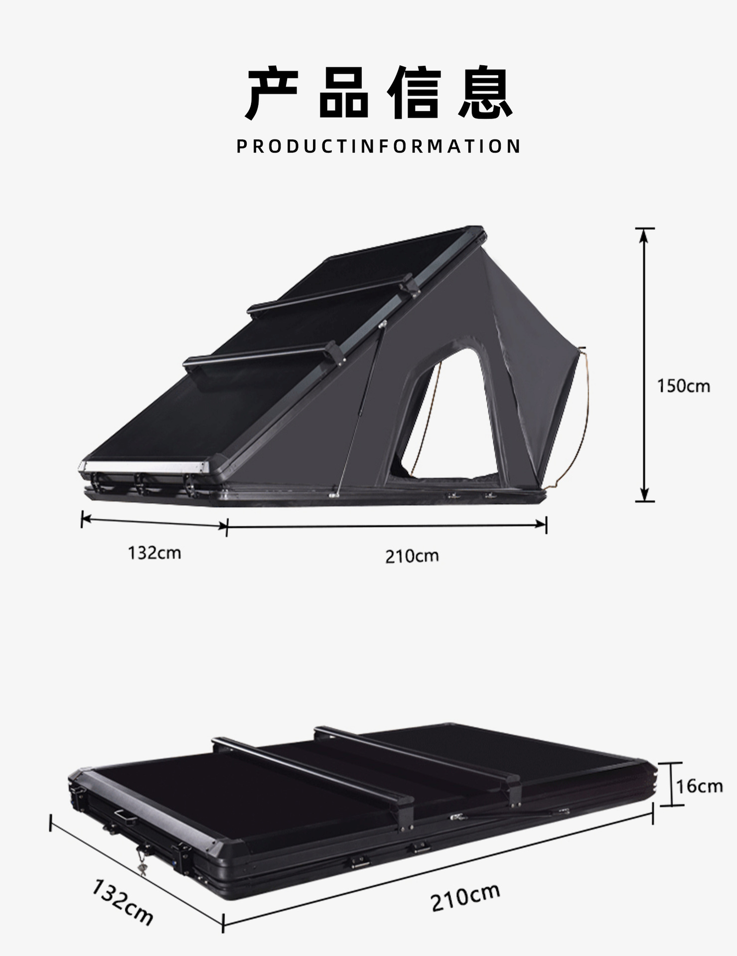 Rooftop Tent Quick-Open Aluminum Alloy Triangle Tent Outdoor Automatic Camper Car-Mounted Rooftop Tent Self-Driving Tour Tent