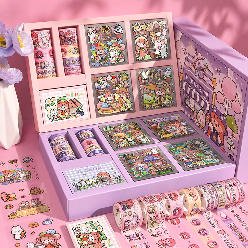 Ziyi AKi-Juego de pegatinas de cinta de nota de salsa, pegatina decorativa de alto valor con patrón pequeño, Guka, gran oferta transfronteriza