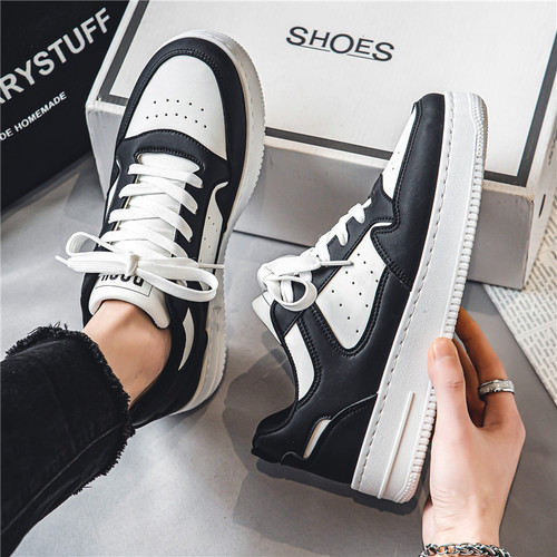 Men's Spring New Breathable White Shoes for Men, Student Fashion, Versatile, Thick Sole, Sports Casual Low-Top Board Shoes