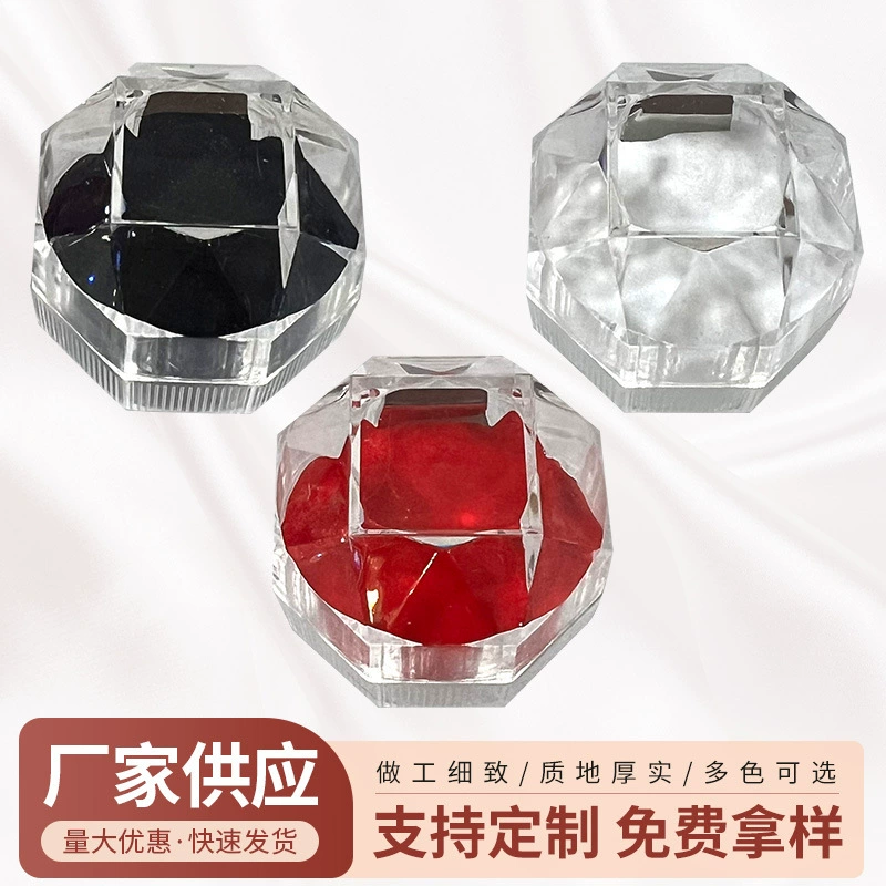 Маленькая восьмиугольная прозрачная пластиковая коробка для колец серьги серьги кольцо ожерелье ювелирная упаковка коробка для оптовой продажи