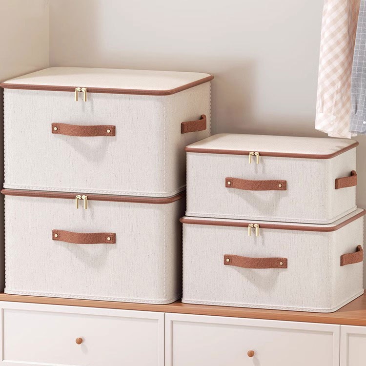 New Model Toy Storage Box with Lid, Household Bedroom Cotton and Linen Storage Box, Bedroom Wardrobe Organizing Storage Box Factory