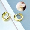 Cute small golden earrings, shiny zirconium, European style, internet celebrity