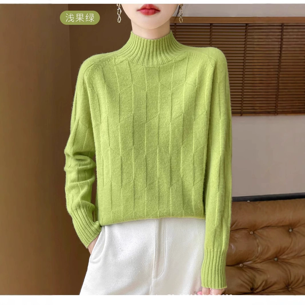 Новая линия из 7 стежков утолщение параллельных положительных и отрицных игл с полувысоким воротником свитер свободный пуловер трикотажный нижний топ