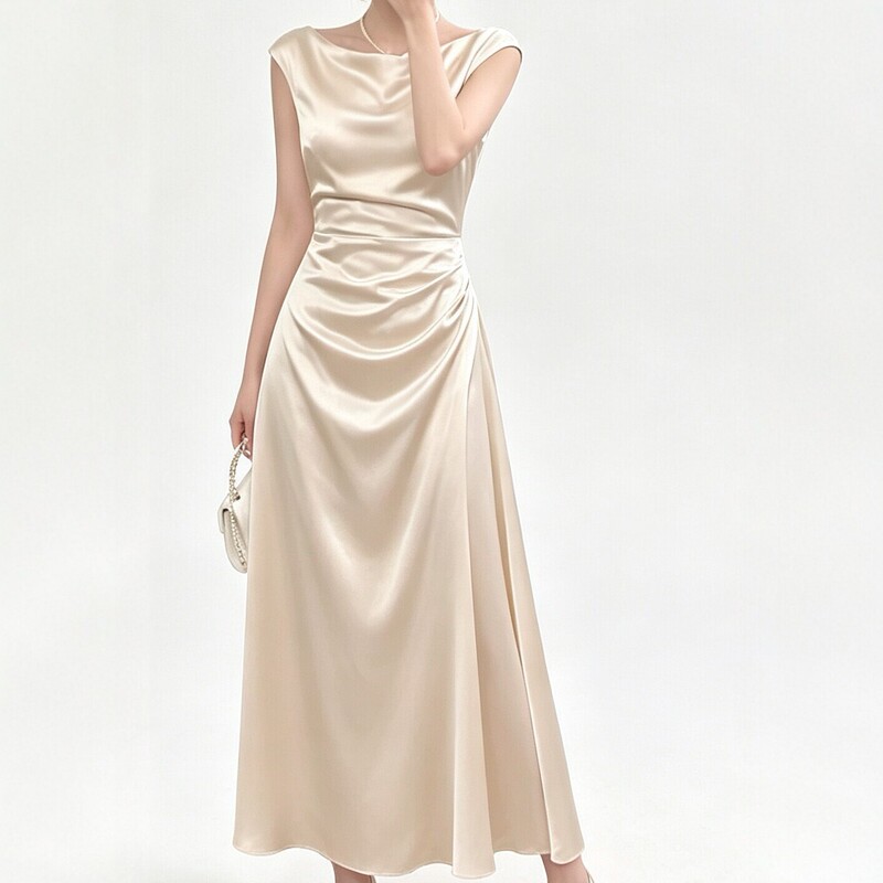 2026 New Model Acetate Satin Sleeveless Long Dress for Women, High-end, Waist-cinching, Slimming, Elegant Long Dress 2026 New Model Acetate Satin Sleeveless Long Dress for Women, High-end, Waist-cinching, Slimming, Elegant Long Dress