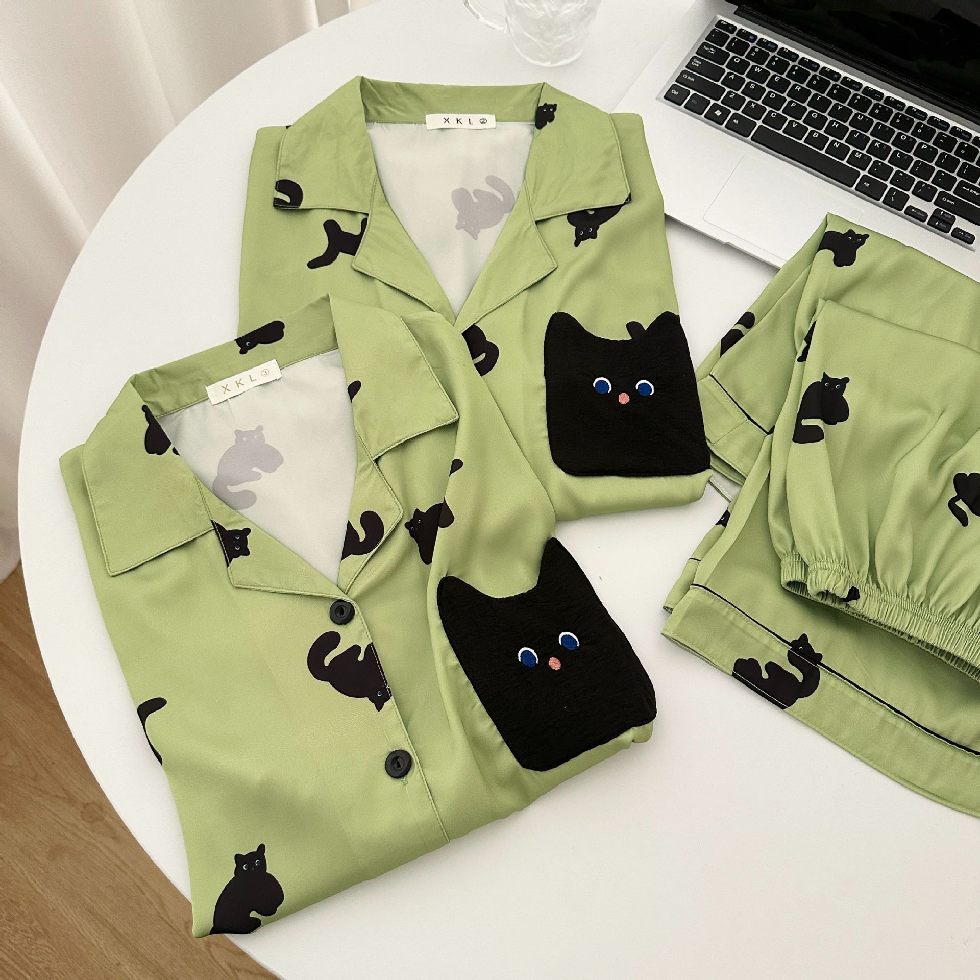 Couple Pajamas Women's Summer New Korean Cartoon Ice Silk Short-Sleeved Shorts Thin Loose Men's Casual Home Wear