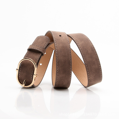New style women's belt with Japanese buckle, fashionable matte high-end PU belt for girls' dresses and clothing with decorative belt