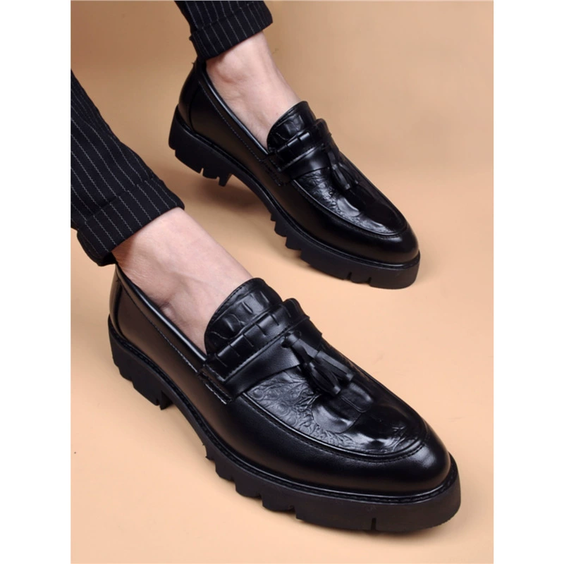 Бизнес повседневные кожаные туфли мужские толстые подошвы