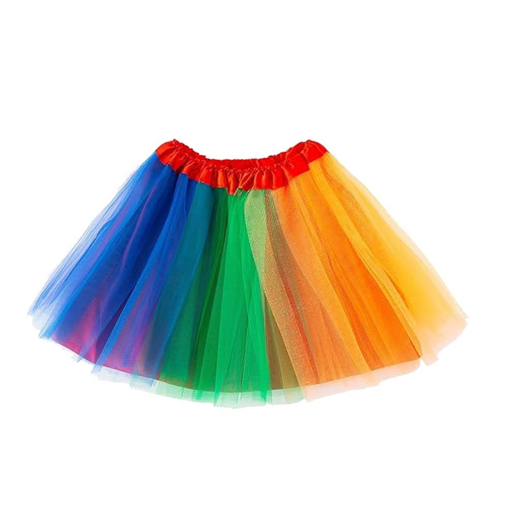 Foreign trade Orleans adult rainbow patchwork skirt factory direct ladies stage performance tutu skirt three-layer skirt