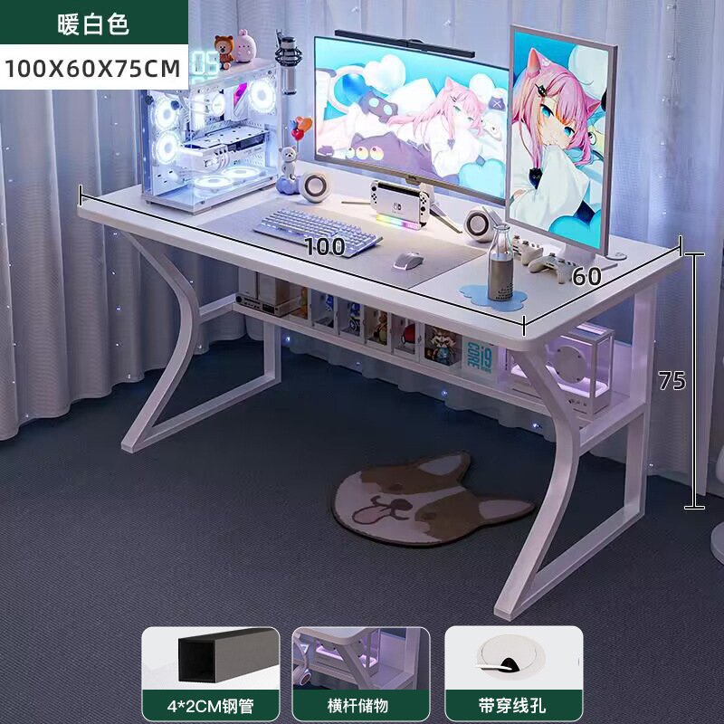 Escritorio para computadora, escritorio para el hogar, escritorio para dormitorio, escritorio de estudio para estudiantes, escritorio de oficina con almacenamiento simple, escritorio moderno para videojuegos. image 8