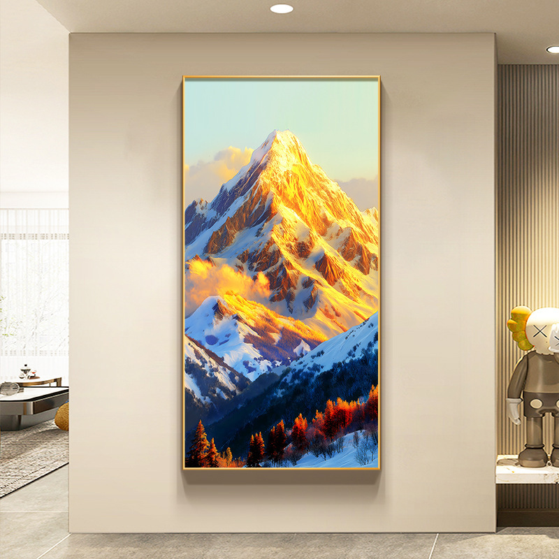 日照金山入户玄关装饰画山水画靠山图挂画新款客厅走廊过道画|undefined
