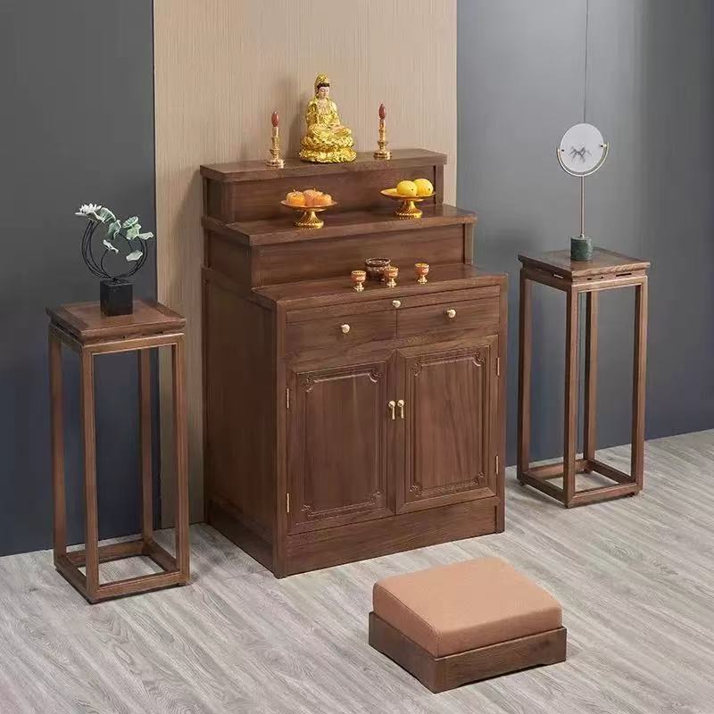 New Chinese-Style Solid Wood Altar Table for Home Use, Incense Table Made of Old Elm Wood, Wall-Mounted Main Hall Altar Cabinet, Desktop Shrine, Offering Table, Tribute Table Cabinet