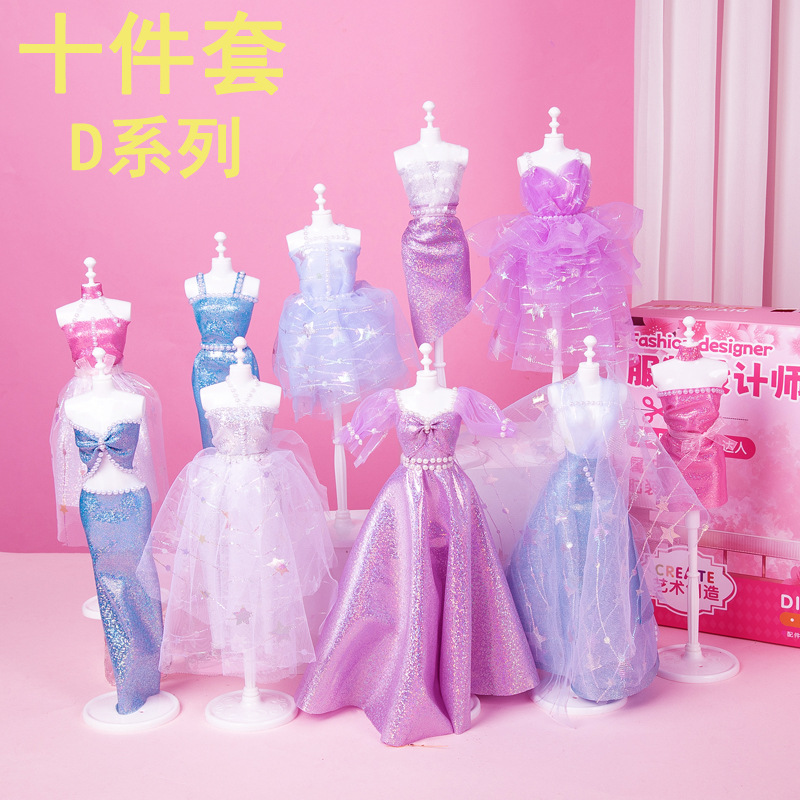 Kit de materiales para diseño de ropa infantil, juguetes de diseño, vestido Hanfu, juego de imitación, creativo, hecho a mano, educativo