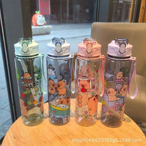 Cross-border 2024 New Women's Cup Design Sense Minority with Straw Cup High-Rated Tea Cup Cartoon Pattern Large Water Cup