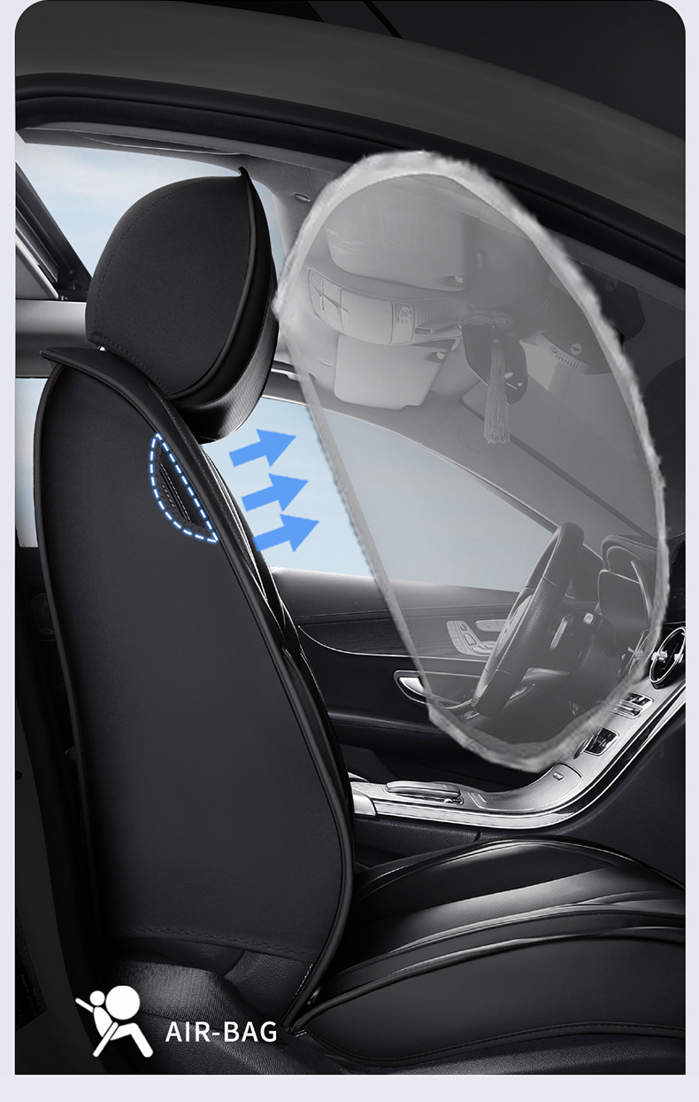New car seat cushions made of Nappa leather, 8-piece full car seat cover set, universal for all seasons, full-cover leather seat covers