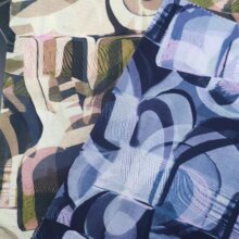 春夏新款天丝棉印花抽象印花数字波普连衣裙衬衫围巾旗袍汉服