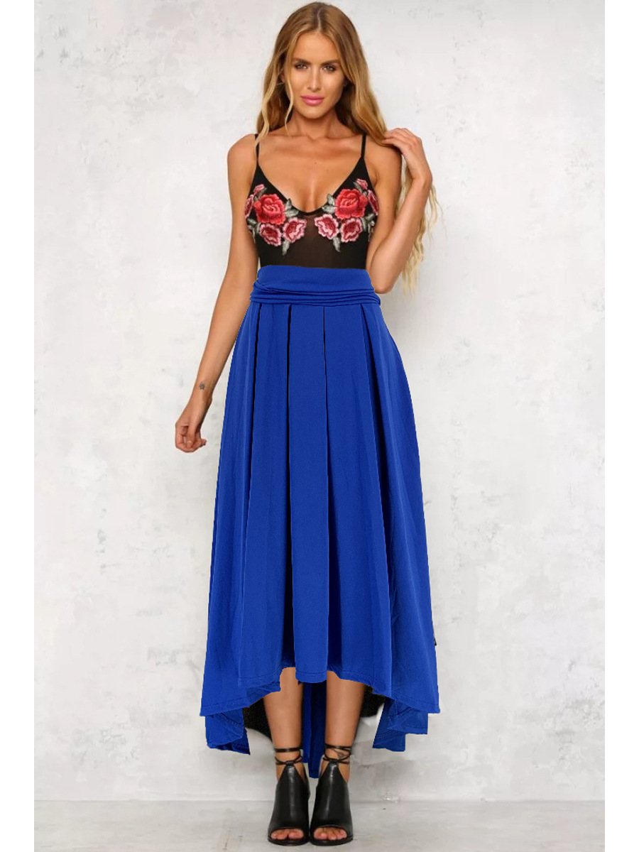 Fashion commuter wish independent station foreign trade sales European and American clothing solid color large swing belt skirt ready stock_vogarts.com