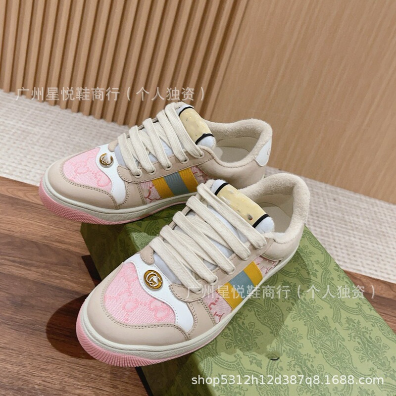 G's ダーティーシューズ刺繍プリント白靴 2025 初春スタイル古い色大きいサイズのカップルカジュアルシューズ女性用|undefined