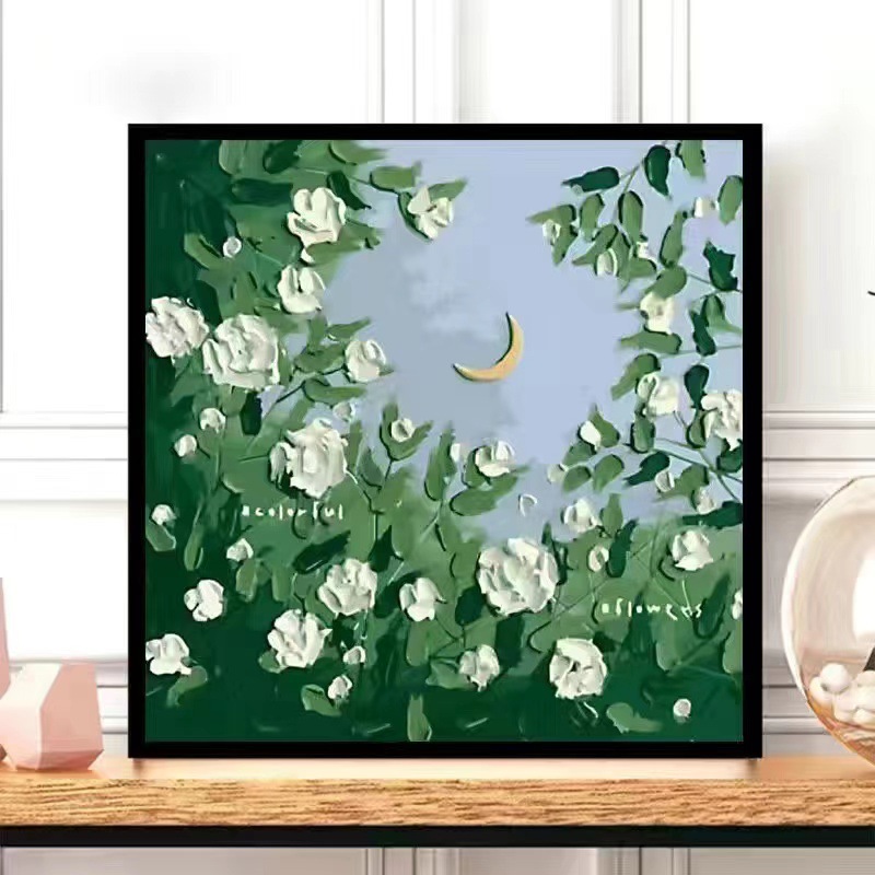 TikTok fuente popular fábrica de entrega de una sola pieza bricolaje pintura al óleo digital lindo pintado a mano relleno de color pintura decorativa paisaje flor