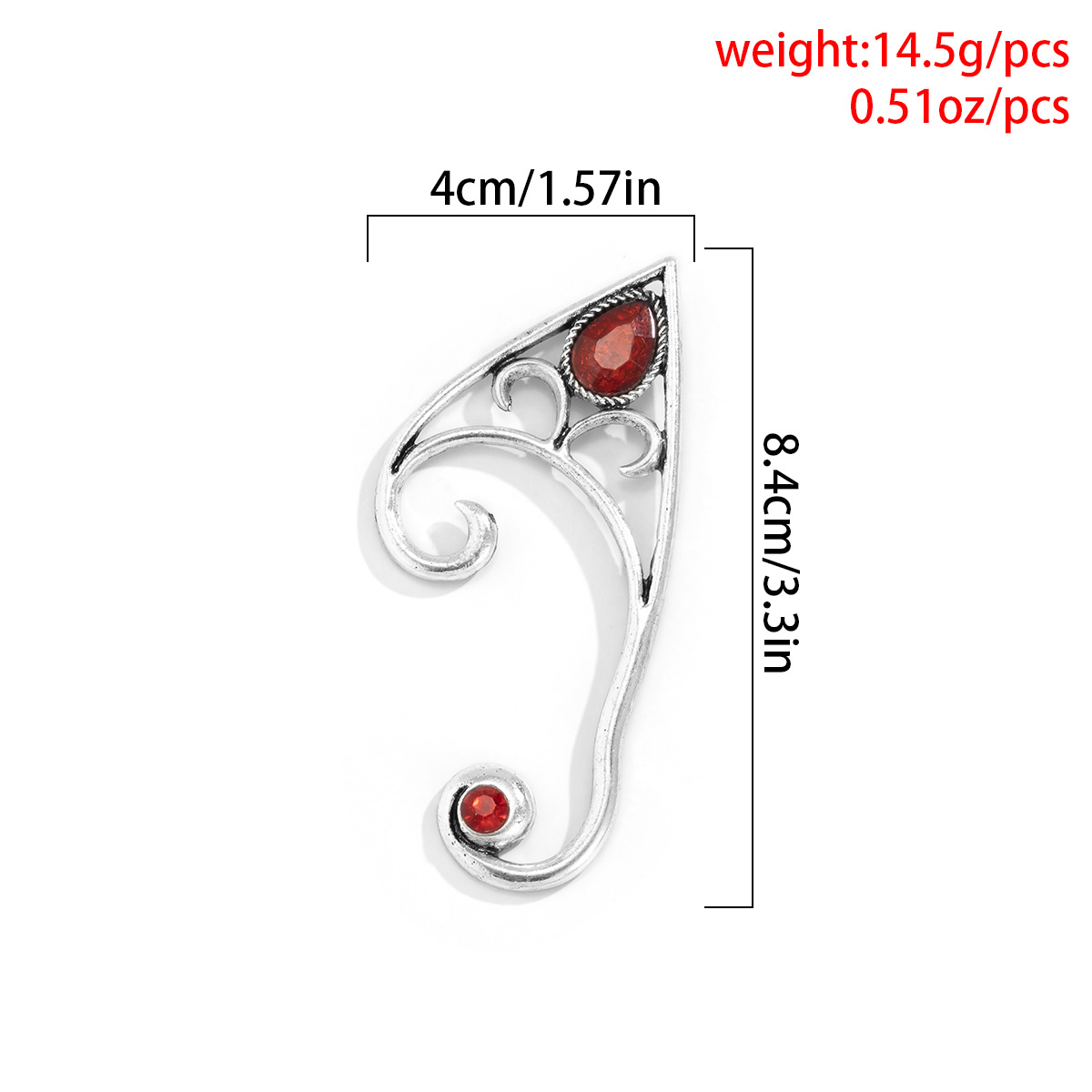 Retro Hollow Red Gem Outline Hanging Ear Clip Wholesale Nihaojewelry display picture 1