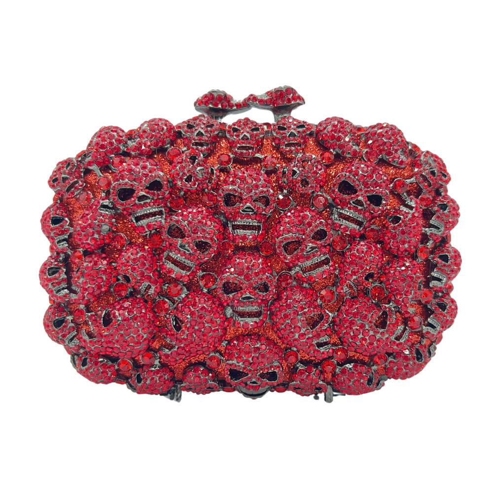 Bolsa de cristal de calavera, bolsa de cena de diamante de calavera, bolsa de diamante de Halloween, bolsa de mano de mujer dura