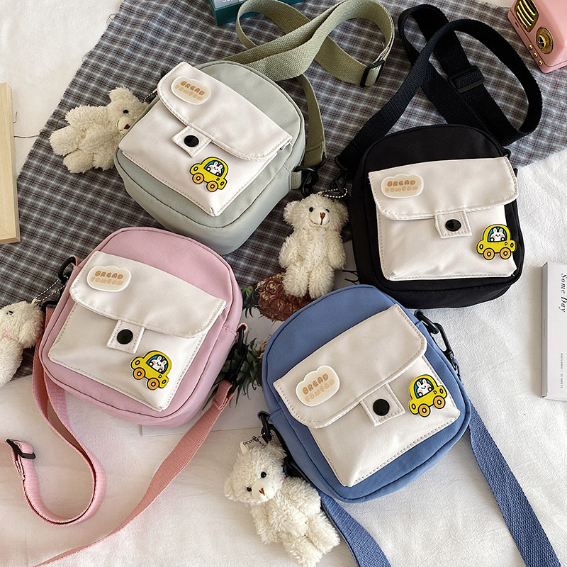 Nylon Cute Small Bag for Female Students, Cow Pattern New Mobile Phone Bag, Japanese Style Small Square Bag, Korean Style Shoulder Bag, Crossbody Bag