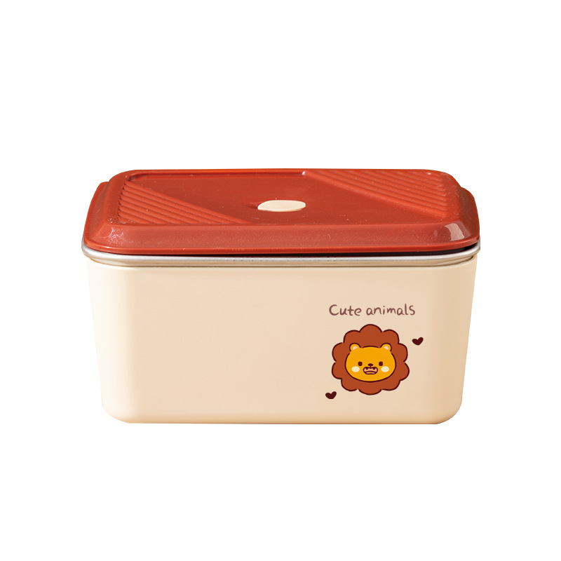 Caja de almuerzo de acero inoxidable tipo partición de platos de comedor, caja de almuerzo de estudiantes de primaria encantadora con cubierta de tazón de sopa, conjunto de bolsas de aislamiento térmico para trabajadores de oficina