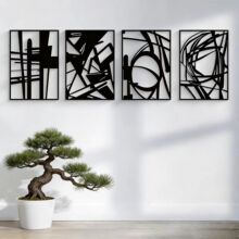 跨境新品铁艺工艺品金属墙壁3D线条纹理抽象现代简约设计铁艺装饰
